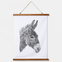 Burro Dibujado a Mano Puntillismo Animal en Blanco