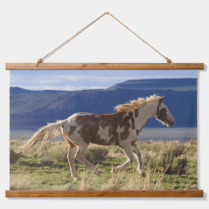 Tapiz Con Marco De Madera Caballo corriendo, montañas Steens, Oregon
