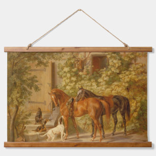 Tapiz Con Marco De Madera Caballos de época en el Albrecht de Porch Adam