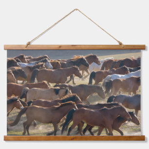 Tapiz Con Marco De Madera Caballos en el rancho, Mongolia interior, China