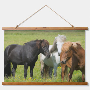 Tapiz Con Marco De Madera Caballos en la granja, sur de Islandia