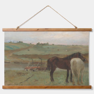 Tapiz Con Marco De Madera "Caballos en una pradera" pintura de Edgar Degas
