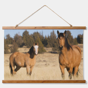 Tapiz Con Marco De Madera Caballos salvajes, montañas Steens
