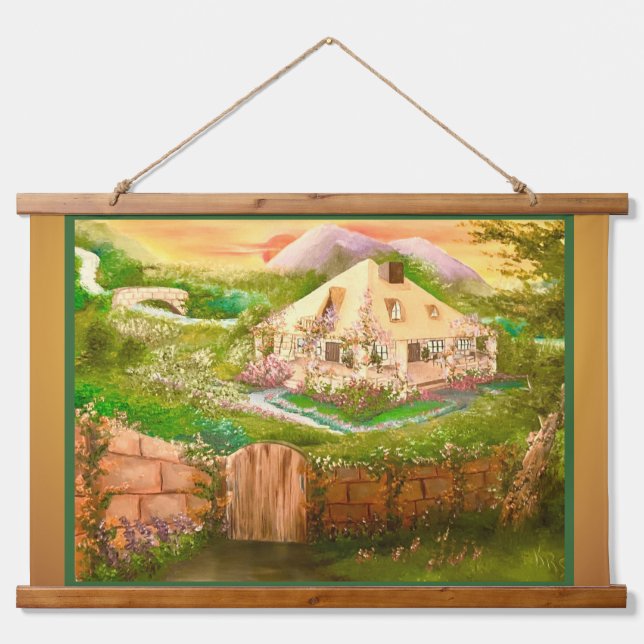 Tapiz Con Marco De Madera Cabaña de campo (Anverso )