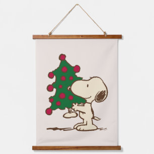 Tapiz Con Marco De Madera Cacahuetes Árbol de Navidad Snoopy
