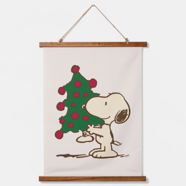 Tapiz Con Marco De Madera Cacahuetes | Árbol de Navidad Snoopy (Anverso)