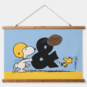 Tapiz Con Marco De Madera Cacahuetes Fútbol Snoopy & Woodstock