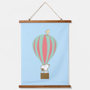 Tapiz Con Marco De Madera Cacahuetes Globo de aire caliente Snoopy & Woods