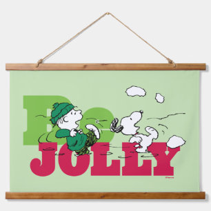 Tapiz Con Marco De Madera Cacahuetes Linus & Snoopy Be Jolly