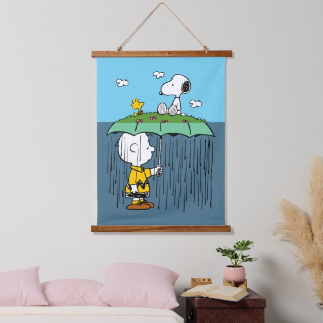 Tapiz Con Marco De Madera Cacahuetes | Media y media del día lluvioso solead (Dormitorio)