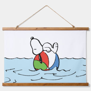 Tapiz Con Marco De Madera Cacahuetes   Playa Snoopy Beach Ball