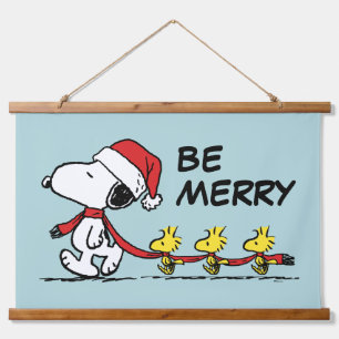 Tapiz Con Marco De Madera Cacahuetes   Snoopy & Friends Winter Scarf
