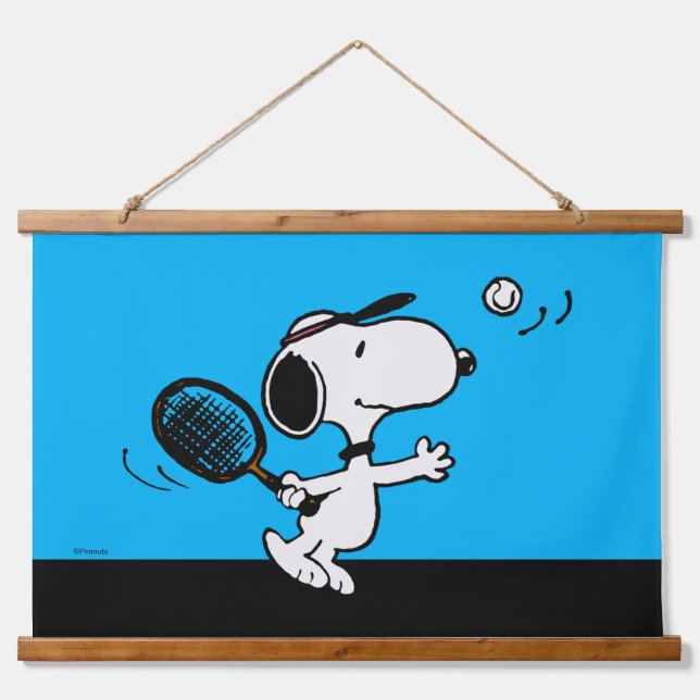 Tapiz Con Marco De Madera Cacahuetes | Snoopy Juega Al Tenis (Anverso )