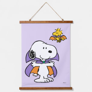 Tapiz Con Marco De Madera Cacahuetes Snoopy Woodstock Vampiro Halloween