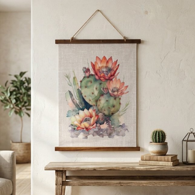 Tapiz Con Marco De Madera Cactus Floral Naranja/Rojo  (Subido por el creador)