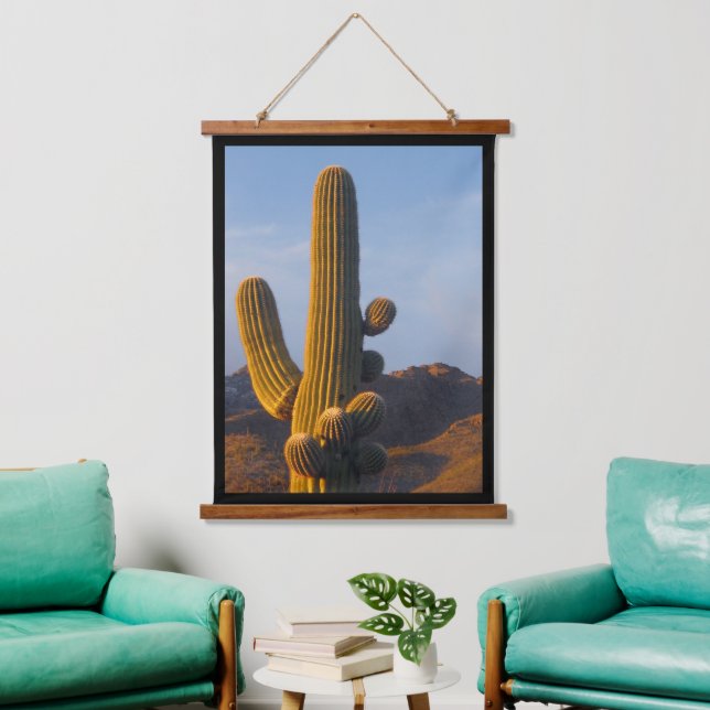Tapiz Con Marco De Madera Cactus Saguaro (Sala de estar)