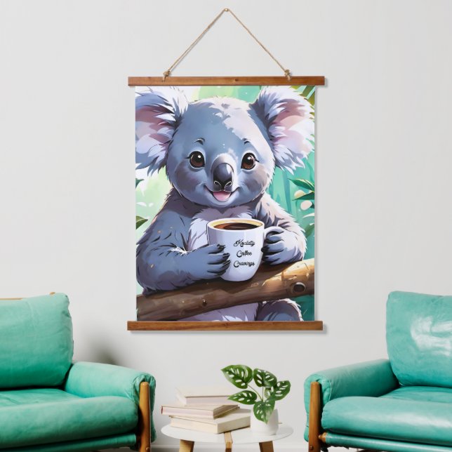 Tapiz Con Marco De Madera Café Cozy Jungle Koala (Sala de estar)