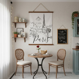 Tapiz Con Marco De Madera Cafe Paris