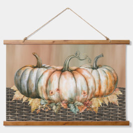 Tapiz Con Marco De Madera Calabaza de color de agua blanca, Naranja amiable 