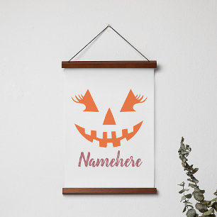 Tapiz Con Marco De Madera Calabaza de Halloween personalizada femenina Jack 