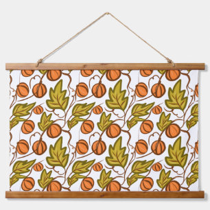 Tapiz Con Marco De Madera Calabaza de la mano de otoño dibujada