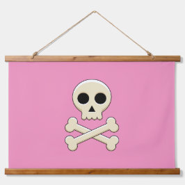 Tapiz Con Marco De Madera Calavera con huesos