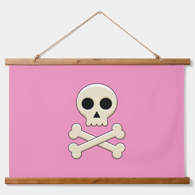 Tapiz Con Marco De Madera Calavera con huesos (Anverso )