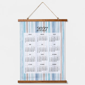 Tapiz Con Marco De Madera Calendario con patrón de franja azul 2027