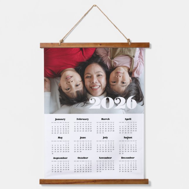 Tapiz Con Marco De Madera Calendario retro vintage de fotos 2025 (Anverso)