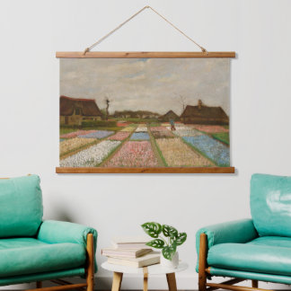 Tapiz Con Marco De Madera Camas Van Gogh De Flor De Arte Antiguo En El Muro 