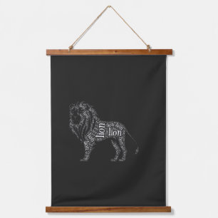 Tapiz Con Marco De Madera Camiseta de diseño tipográfico de león poderoso