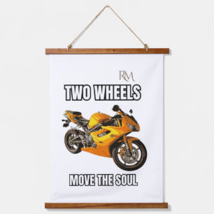 Tapiz Con Marco De Madera Camiseta de Motocicleta Dos Ruedas Mueven el Alma