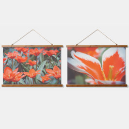 Tapiz Con Marco De Madera Campo de tulipán rojo