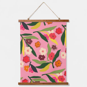 Tapiz Con Marco De Madera Campos florales retro