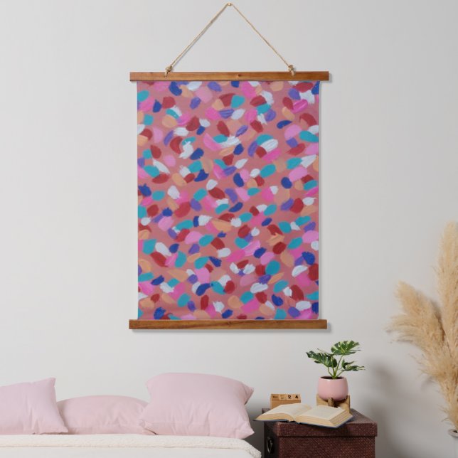 Tapiz Con Marco De Madera Candía de algodón rosa (Dormitorio)