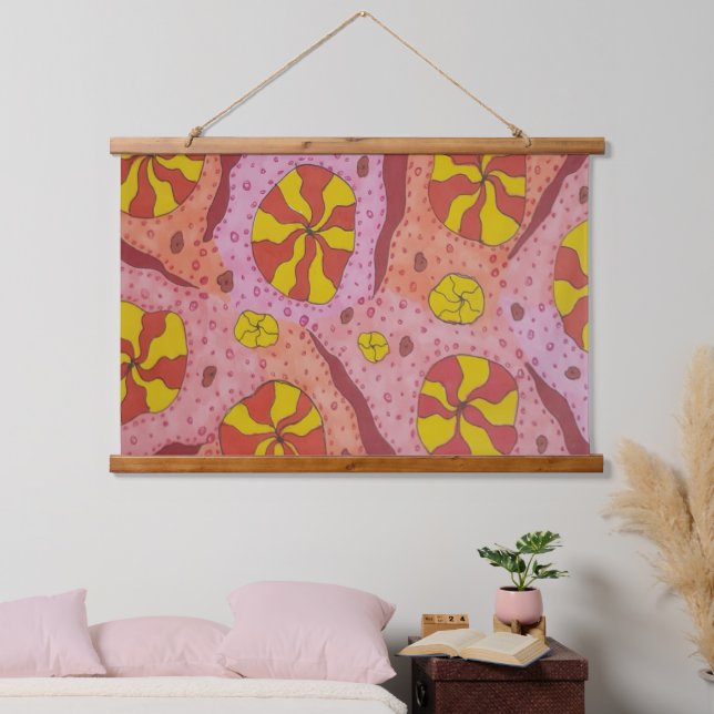 Tapiz Con Marco De Madera Cañones cósmicos rosados (Dormitorio)
