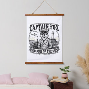Tapiz Con Marco De Madera Capitán Zorro Guardián de los Mares Diseño Náutico