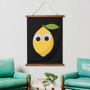 Tapiz Con Marco De Madera Carácter limón lindo con ojos googly