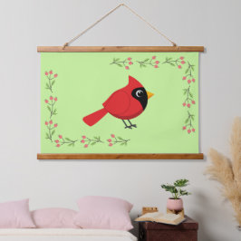 Tapiz Con Marco De Madera Cardenal rojo Personalizado con flores