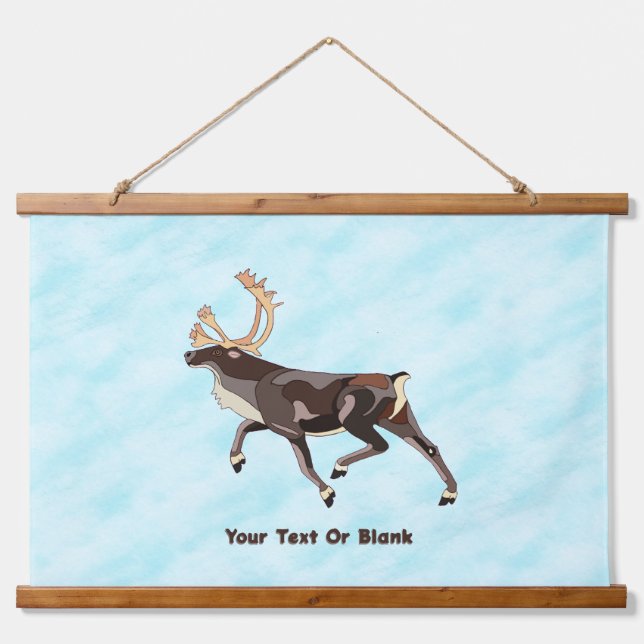 Tapiz Con Marco De Madera Caribú/reno de arte folclórico (Anverso )