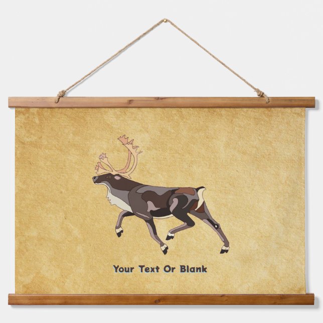 Tapiz Con Marco De Madera Caribú/reno de arte folclórico (Anverso )