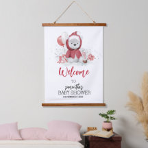 Cartel de baby shower oso polar navideño
