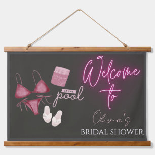 Tapiz Con Marco De Madera Cartel de bienvenida para fiesta de shower nupcial