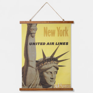 Tapiz Con Marco De Madera Cartel De Viajes Para Nueva York, United Air Lines