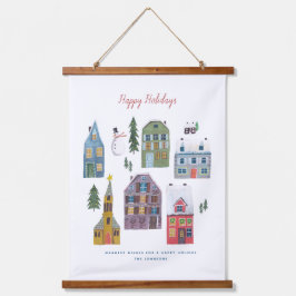 Tapiz Con Marco De Madera Casas de Navidades de vacaciones |