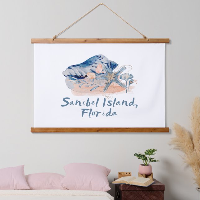 Tapiz Con Marco De Madera Casas marinas de la isla de Sanibel (Dormitorio)
