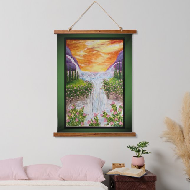 Tapiz Con Marco De Madera Cascada (Dormitorio)