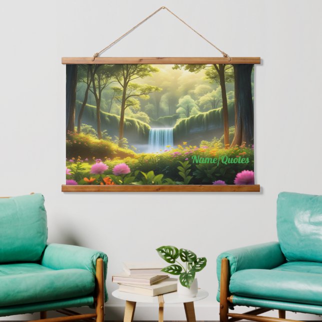 Tapiz Con Marco De Madera Cascada del Bosque Encantado (Sala de estar)
