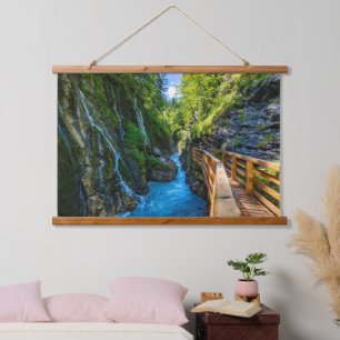 Tapiz Con Marco De Madera Cascada Wimbachklamm Gorge Ruta de madera Baviera