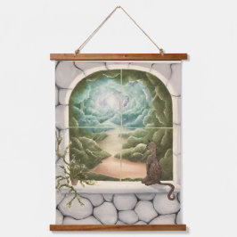 Tapiz Con Marco De Madera Cat in a Window